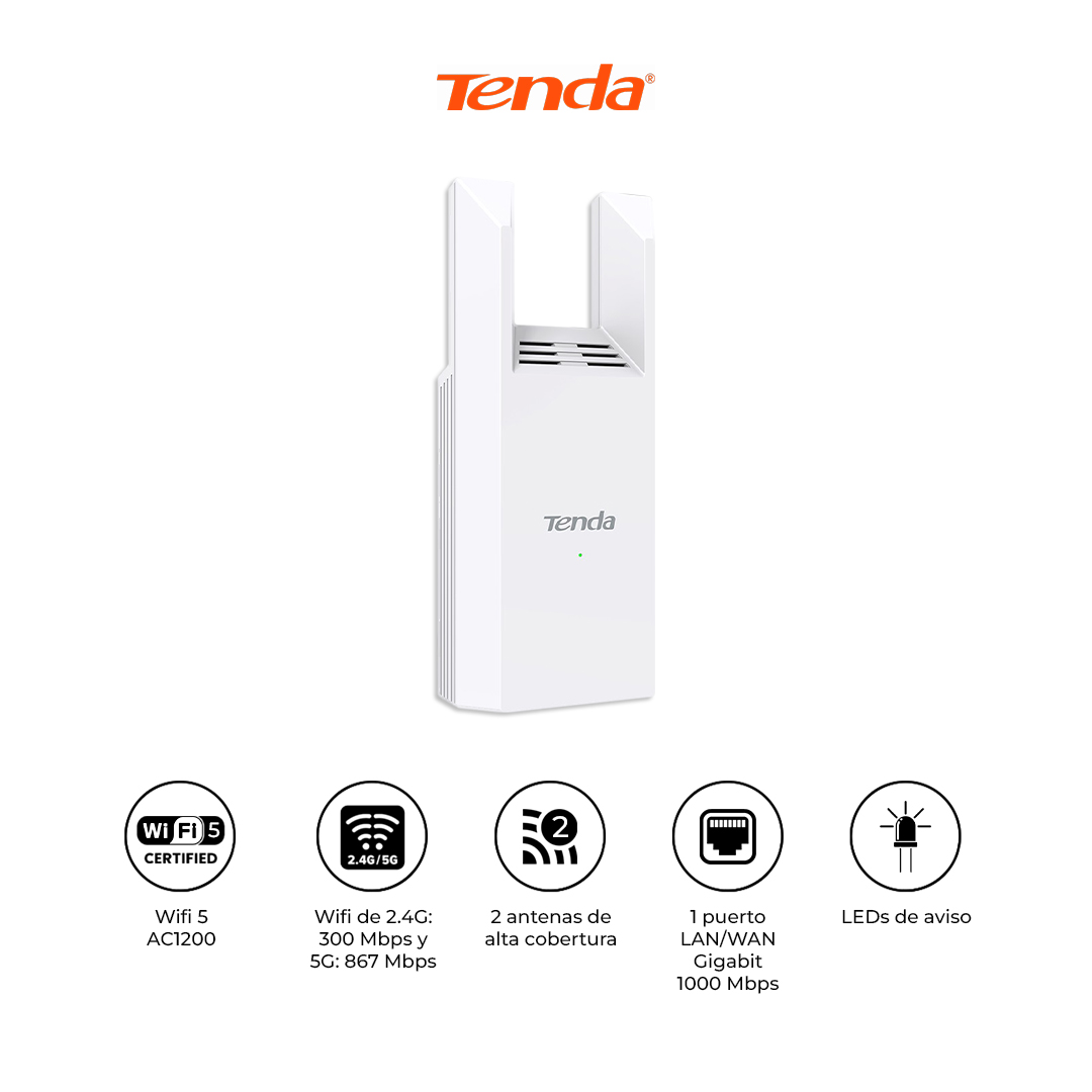 TENDA EXTENSOR WIFI A18 PRO AC1200 DOBLE BANDA BLANCO - 1