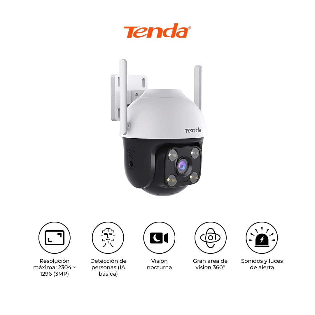 TENDA CÁMARA DE SEGURIDAD CH3-WCA WIFI 3MP PTZ 360° EXTERIOR - 1