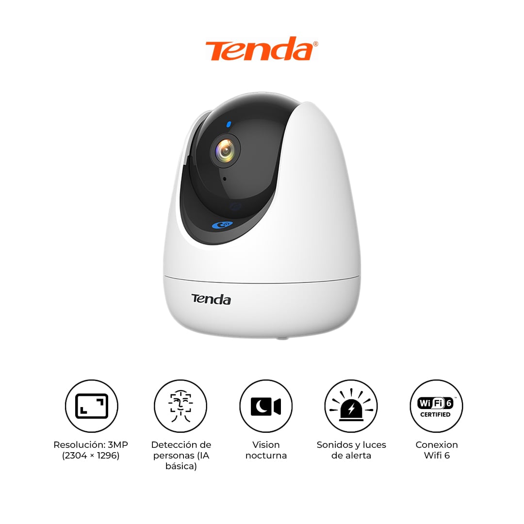 TENDA CÁMARA DE SEGURIDAD WIFI 6 360° 2K CP3 PRO IA AUDIO ALEXA - 1