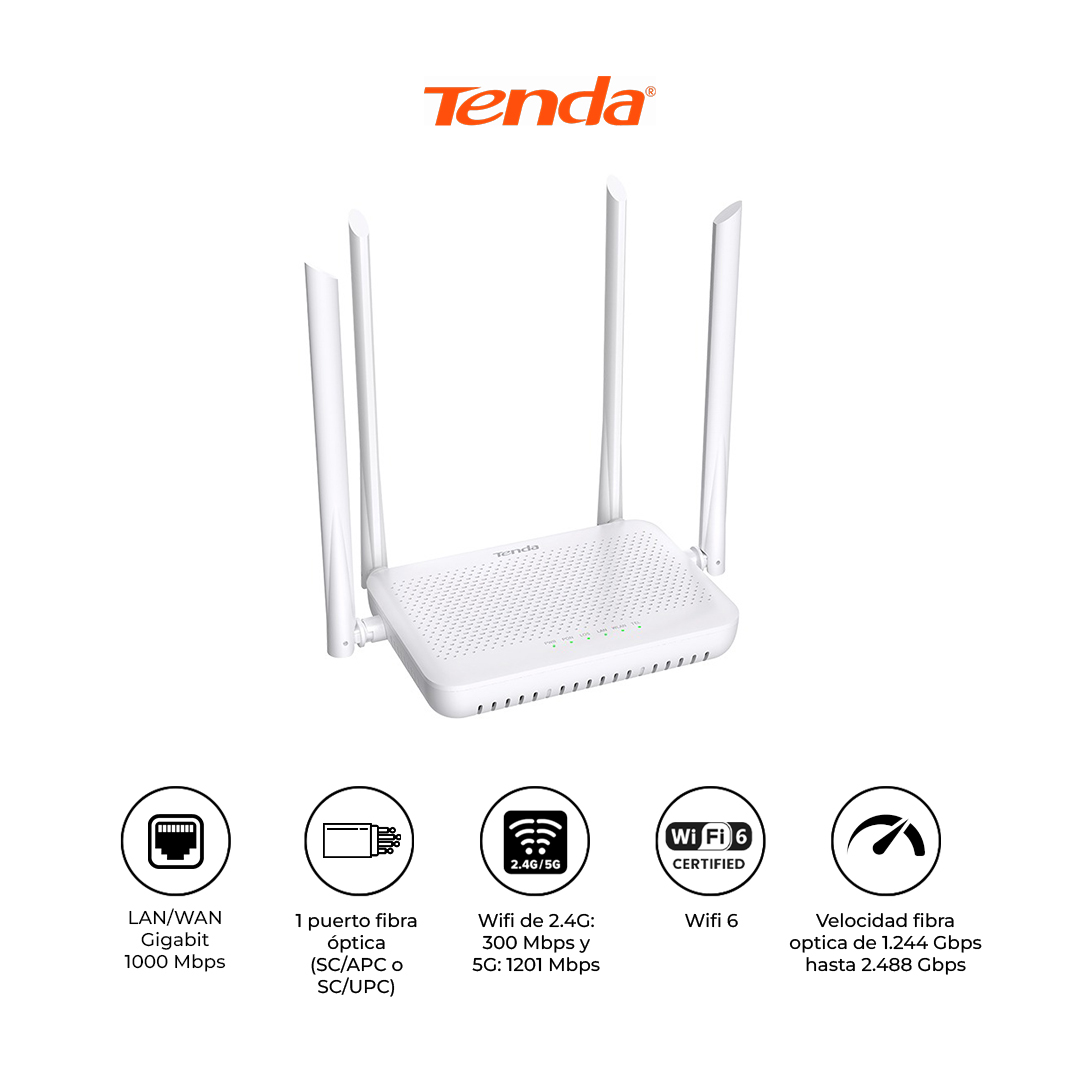 TENDA ONT WIFI 6 AX1500 HG15 XPON FTTH ALTA COBERTURA - 1