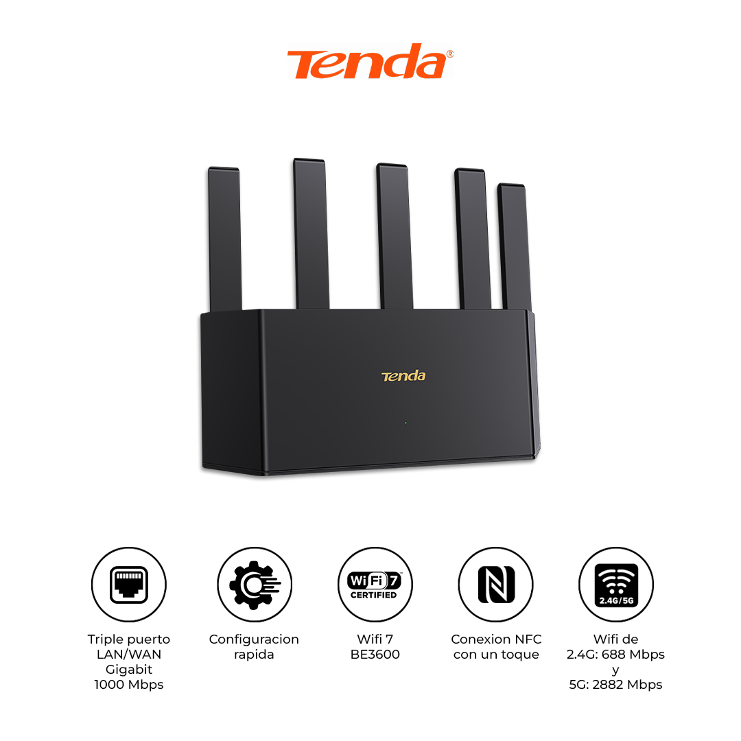 TENDA ROUTER WIFI 7 TE3L BE3600 MESH 3570MBPS 5 ANT - 1