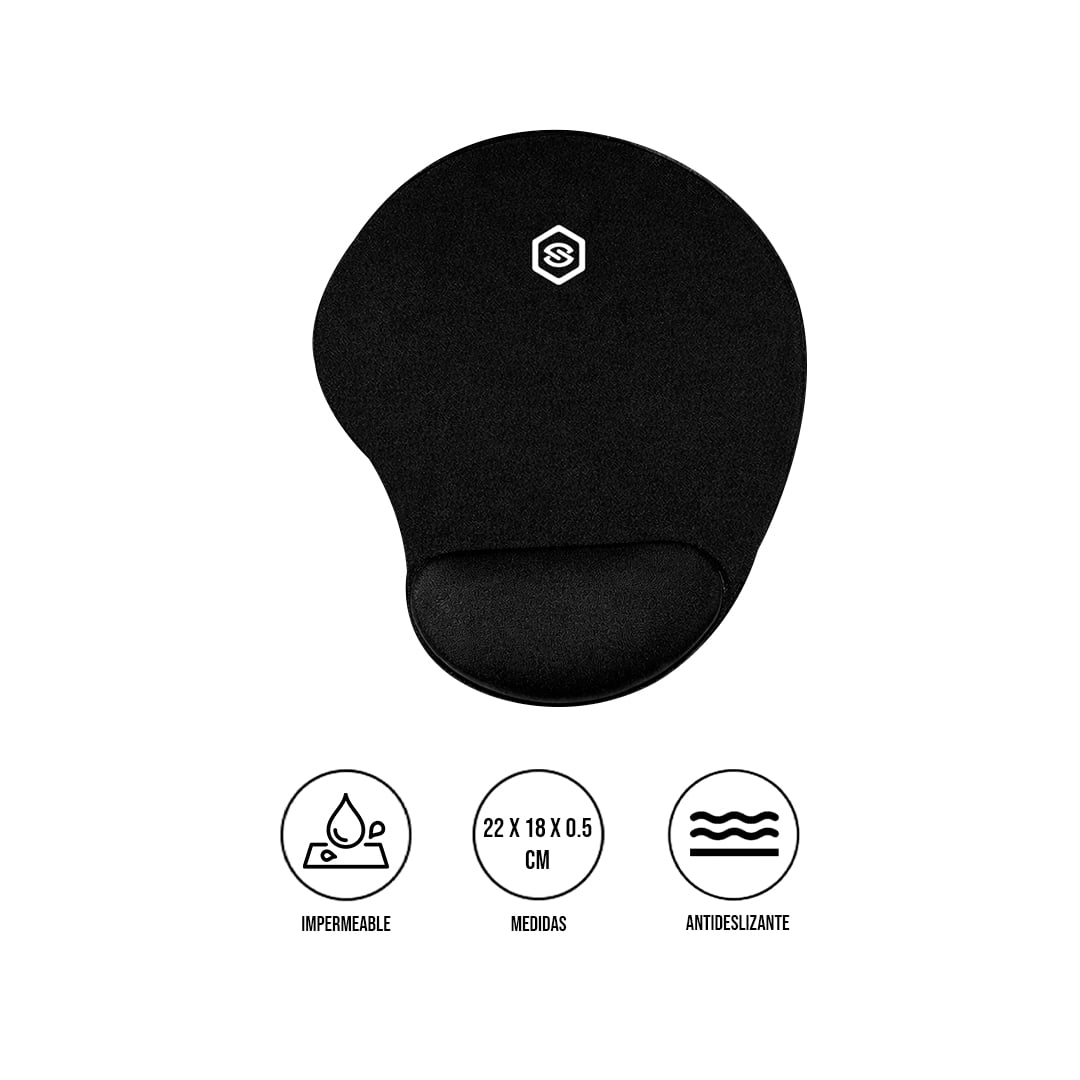 MOUSE PAD ERGONÓMICO CON DESCANSADOR MPB-01 NEGRO - 1