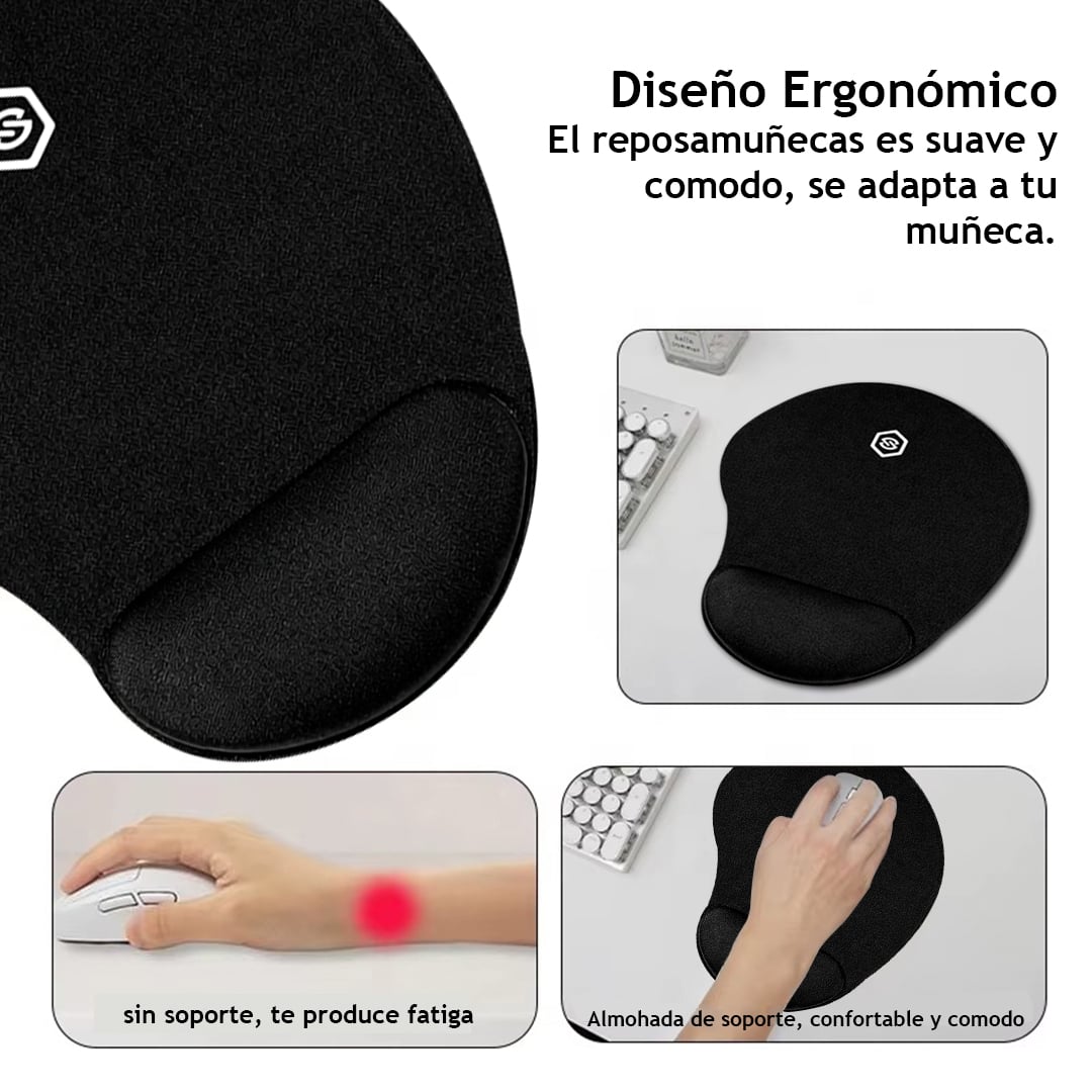 MOUSE PAD ERGONÓMICO CON DESCANSADOR MPB-01 NEGRO - 5