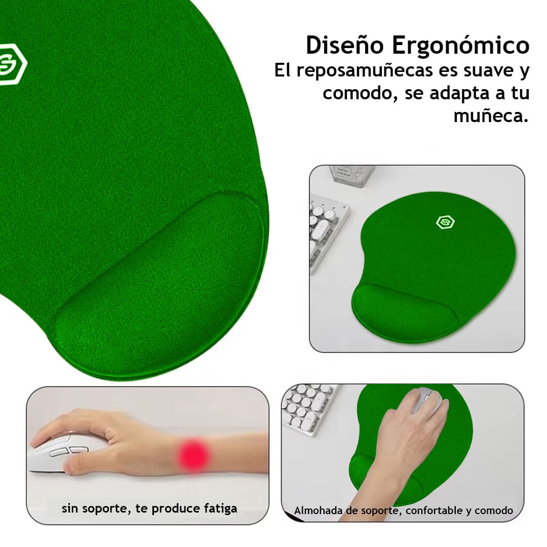 MOUSE PAD ERGONÓMICO CON DESCANSADOR MPB-01 VERDE - 5