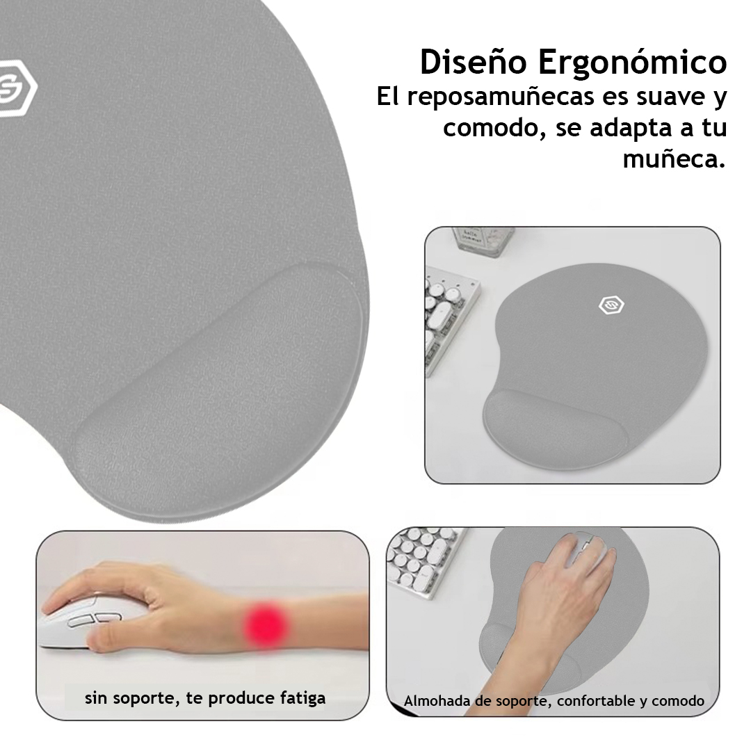 MOUSE PAD ERGONÓMICO CON DESCANSADOR MPB-01 GRIS - 5
