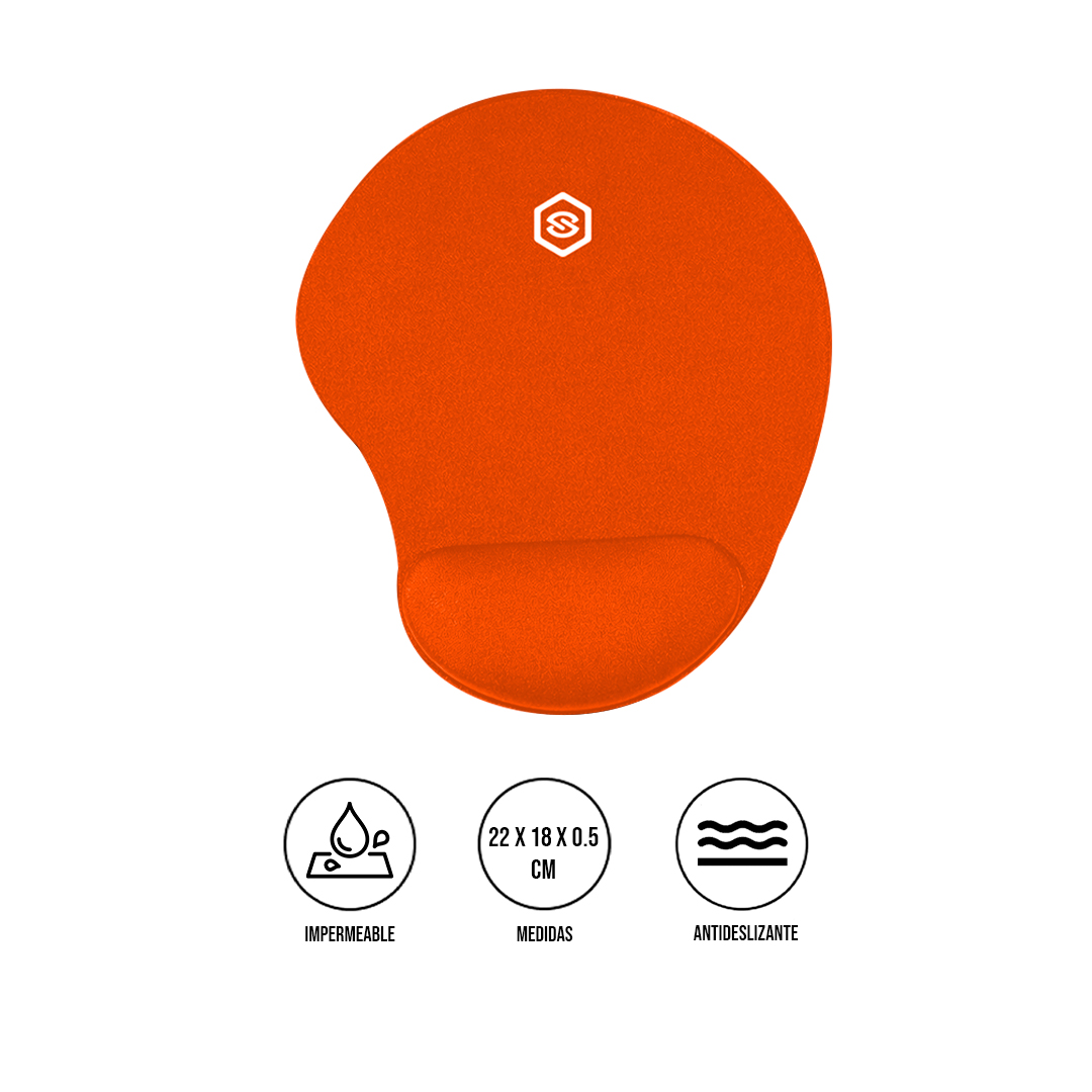MOUSE PAD ERGONÓMICO CON DESCANSADOR MPB-01 NARANJA - 1