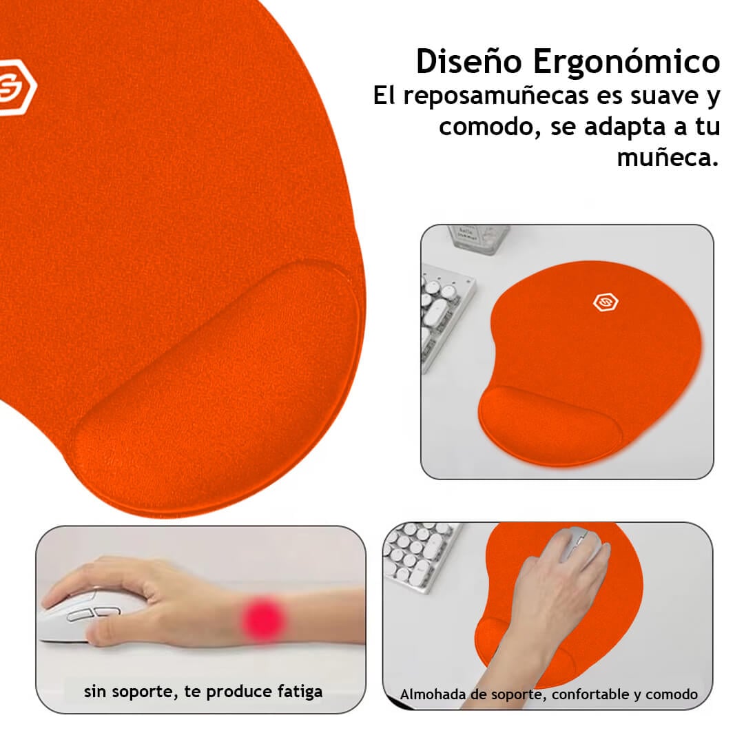 MOUSE PAD ERGONÓMICO CON DESCANSADOR MPB-01 NARANJA - 5