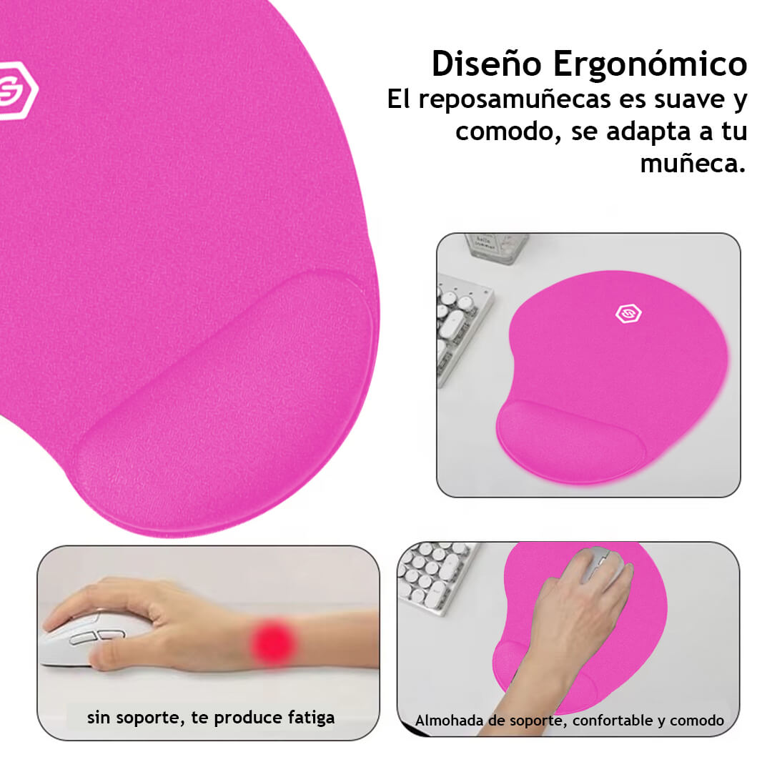 MOUSE PAD ERGONÓMICO CON DESCANSADOR MPB-01 ROSADO - 5