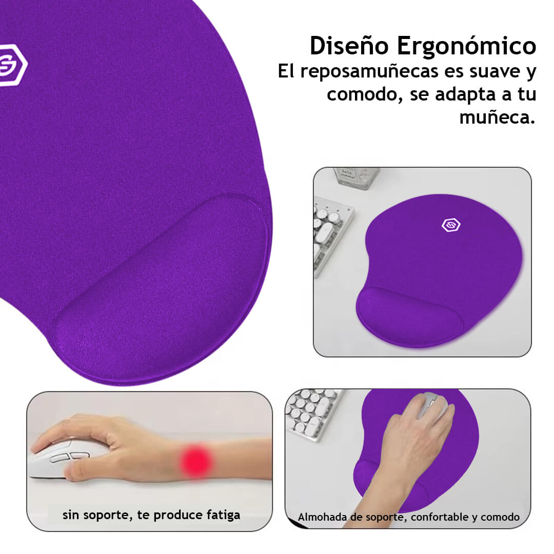 MOUSE PAD ERGONÓMICO CON DESCANSADOR MPB-01 MORADO - 5