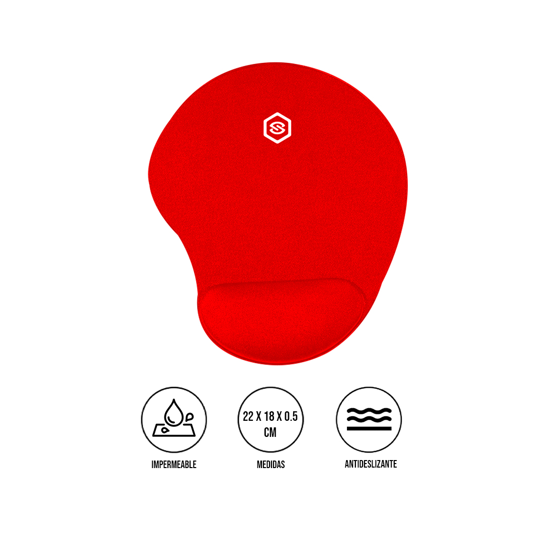 MOUSE PAD ERGONÓMICO CON DESCANSADOR MPB-01 ROJO - 1