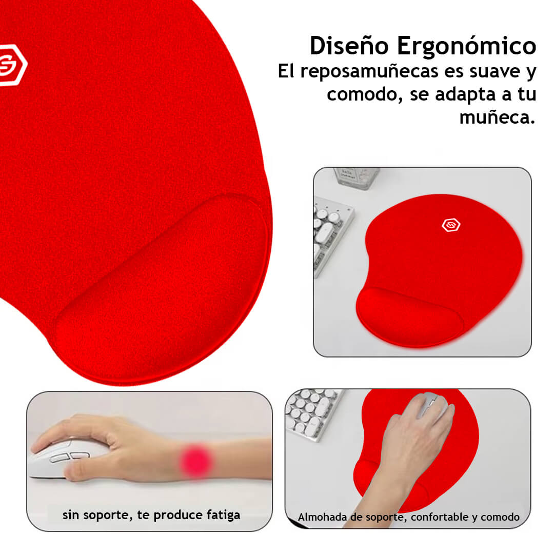 MOUSE PAD ERGONÓMICO CON DESCANSADOR MPB-01 ROJO - 5