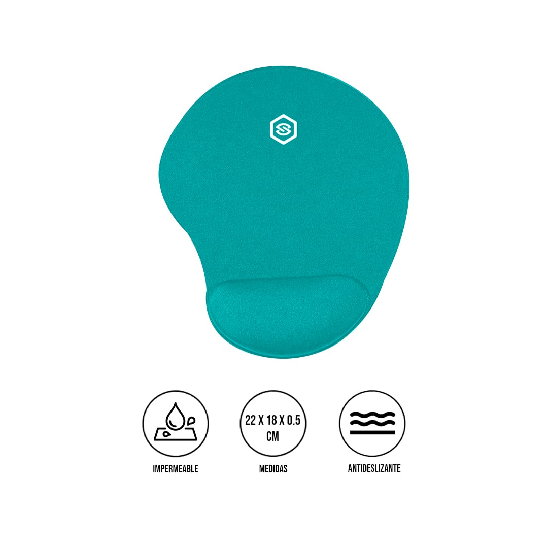MOUSE PAD ERGONÓMICO CON DESCANSADOR MPB-01 TURQUESA - 1