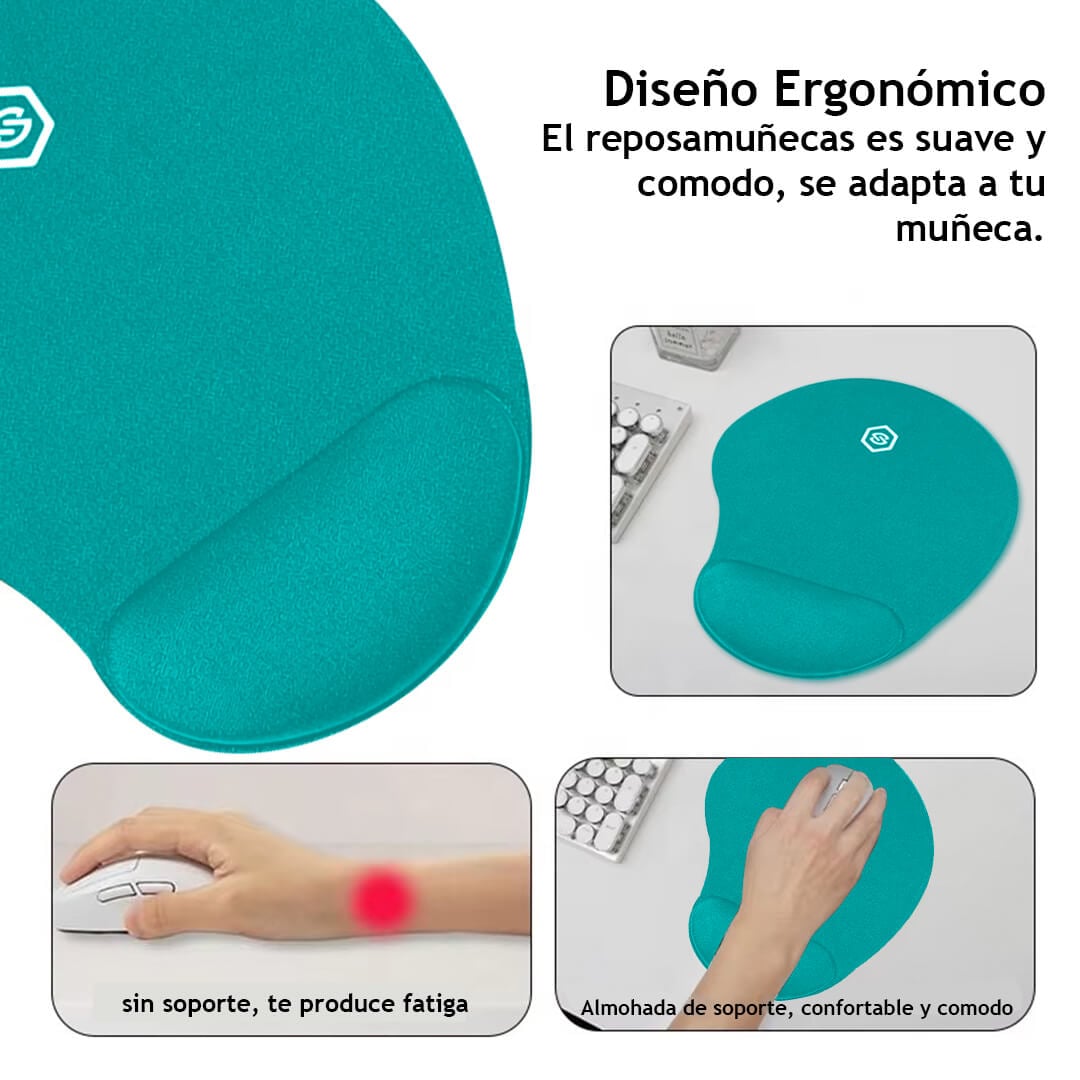 MOUSE PAD ERGONÓMICO CON DESCANSADOR MPB-01 TURQUESA - 5