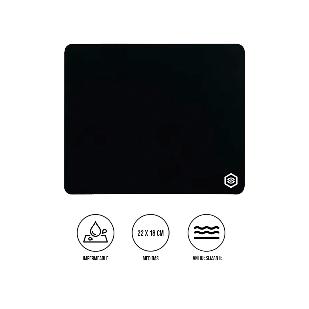 MOUSEPAD SUPERFICIE LISA MPB-02 ANTIDESLIZANTE NEGRO - 1
