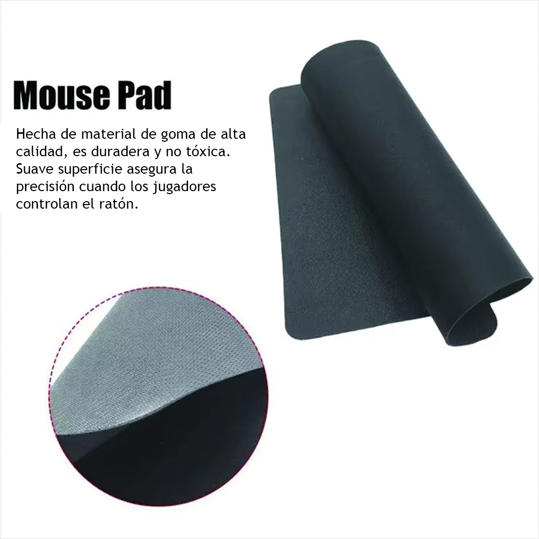 MOUSEPAD SUPERFICIE LISA MPB-02 ANTIDESLIZANTE NEGRO - 4
