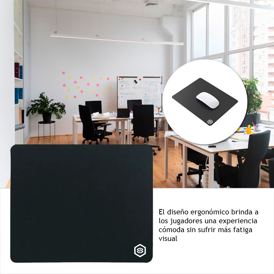 MOUSEPAD SUPERFICIE LISA MPB-02 ANTIDESLIZANTE NEGRO - 5