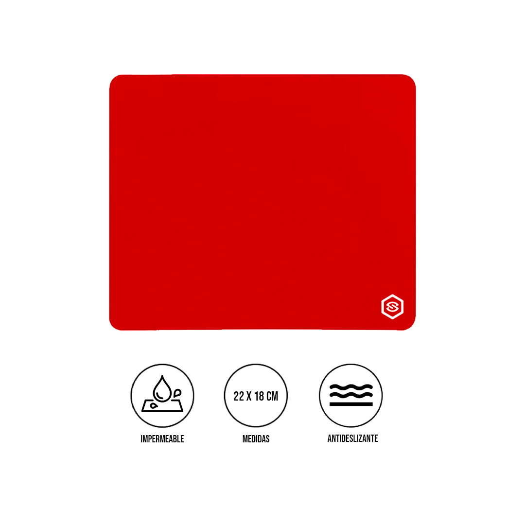 MOUSEPAD SUPERFICIE LISA MPB-02 ANTIDESLIZANTE ROJO - 1