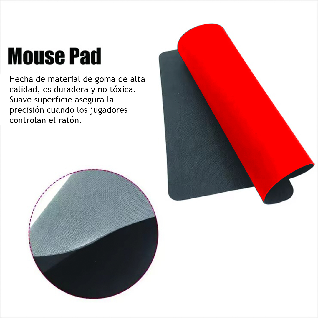 MOUSEPAD SUPERFICIE LISA MPB-02 ANTIDESLIZANTE ROJO - 4