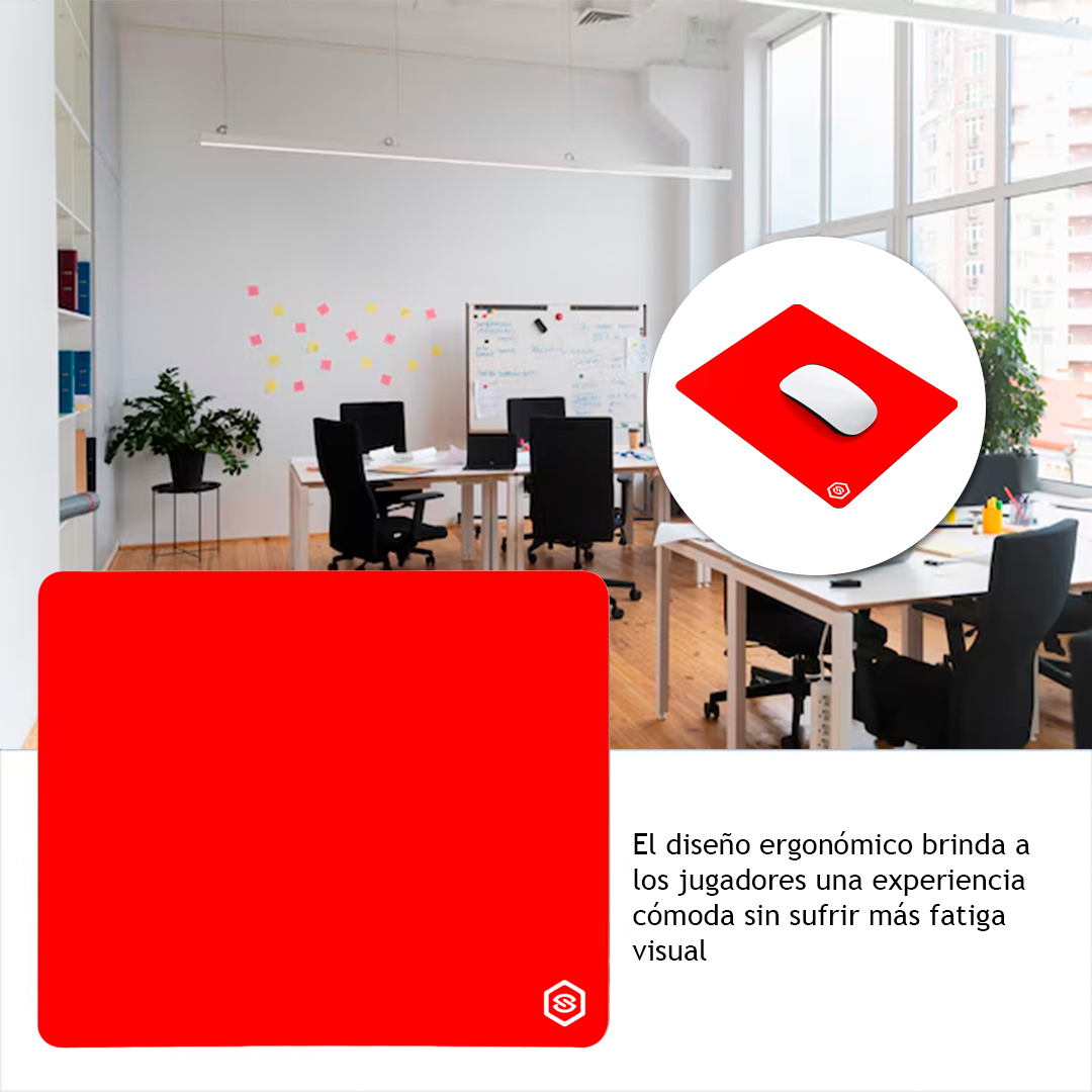 MOUSEPAD SUPERFICIE LISA MPB-02 ANTIDESLIZANTE ROJO - 5