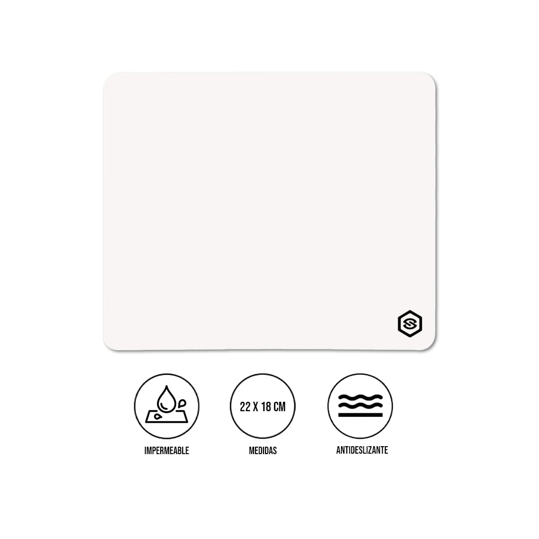 MOUSEPAD SUPERFICIE LISA MPB-02 ANTIDESLIZANTE BLANCO - 1