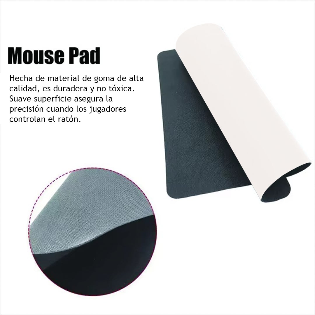 MOUSEPAD SUPERFICIE LISA MPB-02 ANTIDESLIZANTE BLANCO - 4