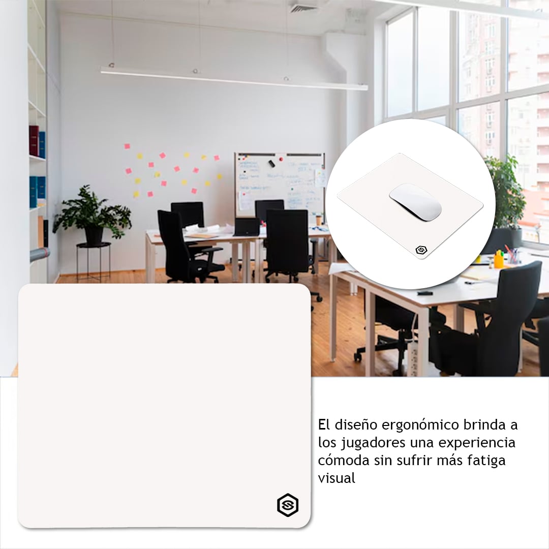 MOUSEPAD SUPERFICIE LISA MPB-02 ANTIDESLIZANTE BLANCO - 5