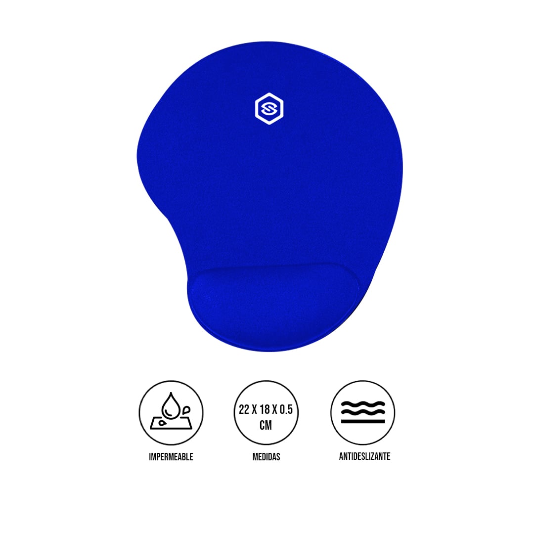 MOUSE PAD ERGONÓMICO CON DESCANSADOR MPB-01 AZUL - 1