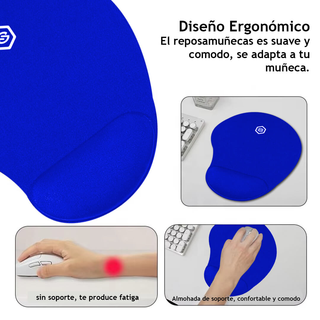 MOUSE PAD ERGONÓMICO CON DESCANSADOR MPB-01 AZUL - 5