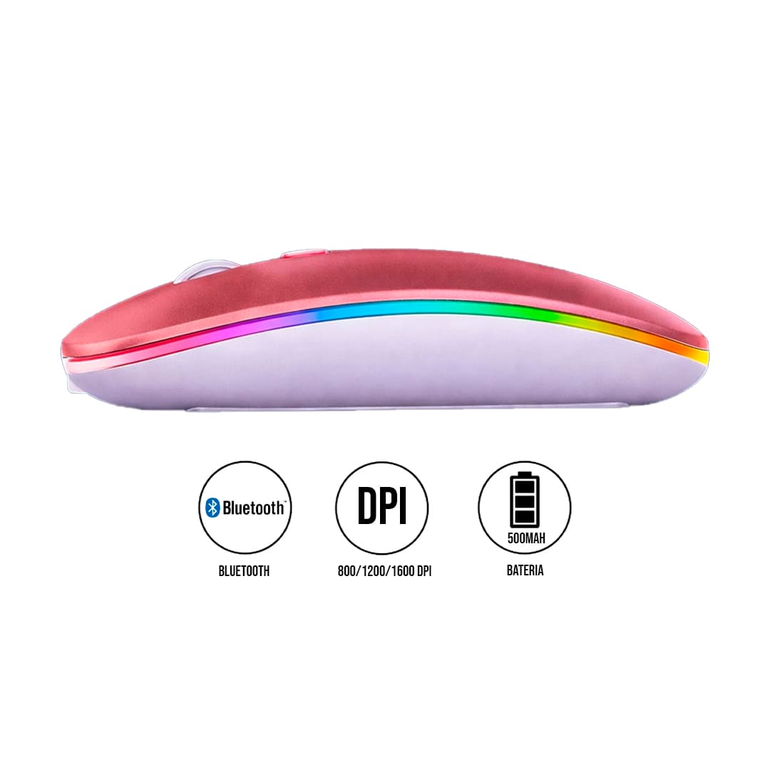 MOUSE INALÁMBRICO RGBM-02 BLUETOOTH 2.4G RGB 1200 DPI ROSA GOLD - 2
