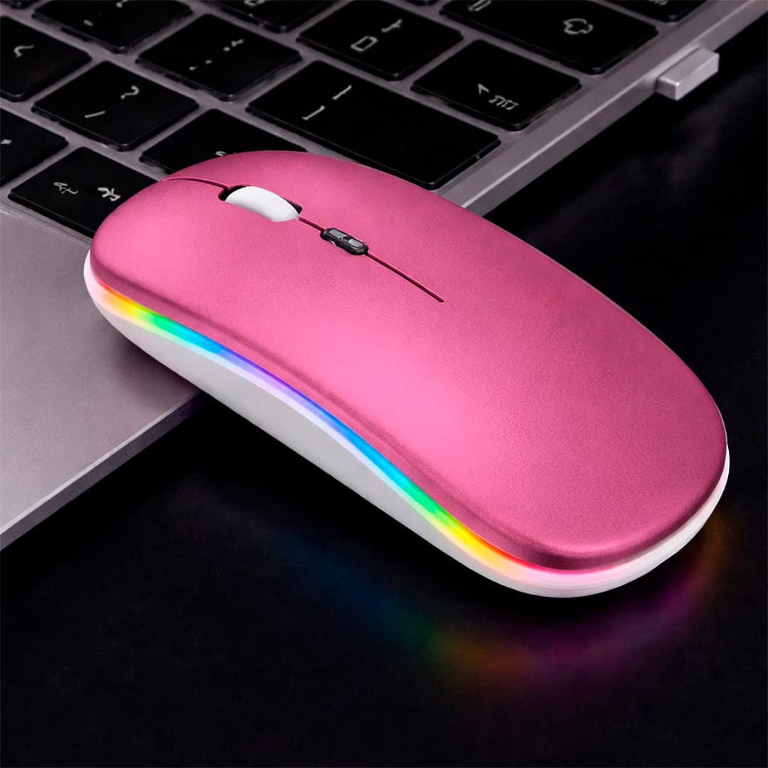 MOUSE INALÁMBRICO RGBM-02 BLUETOOTH 2.4G RGB 1200 DPI ROSA GOLD - 3