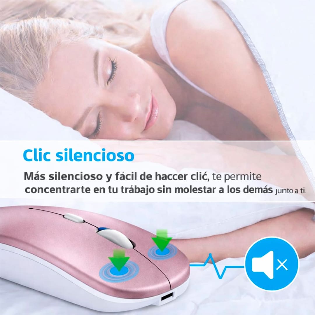 MOUSE INALÁMBRICO RGBM-02 BLUETOOTH 2.4G RGB 1200 DPI ROSA GOLD - 6