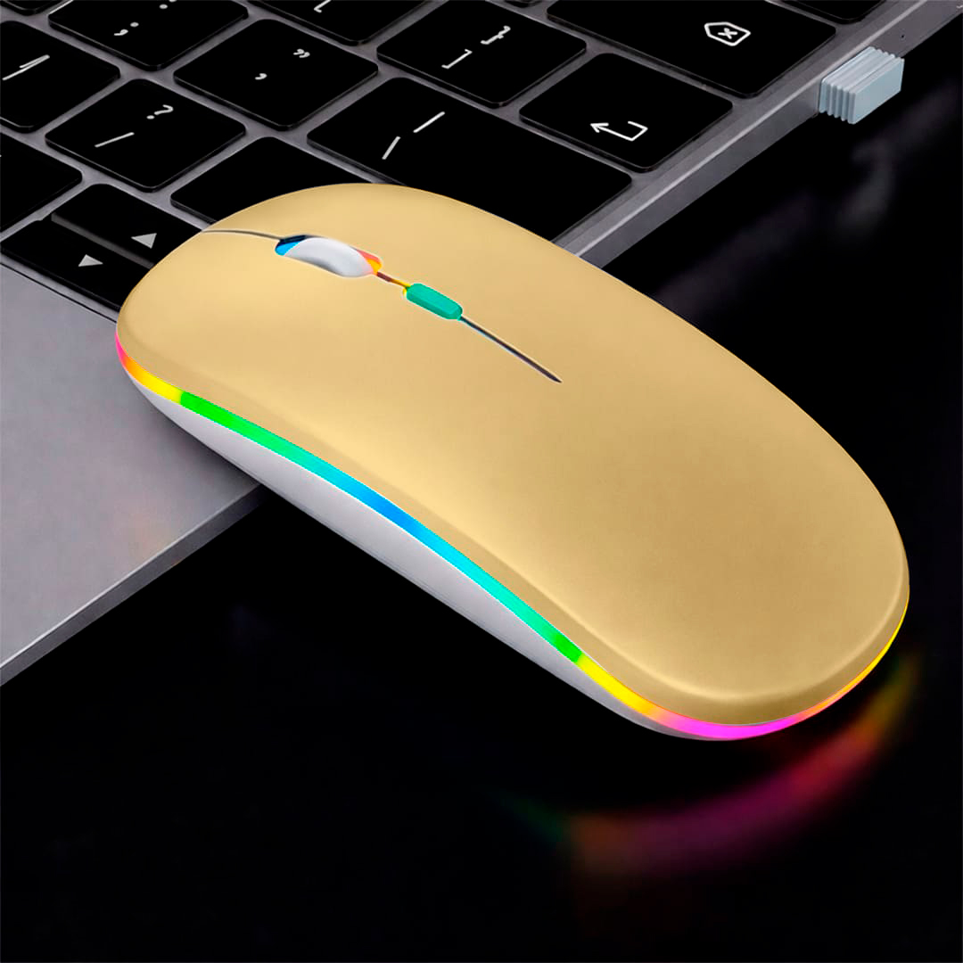 MOUSE INALÁMBRICO RGBM-02 BLUETOOTH 2.4G RGB 1200 DPI AMARILLO PASTEL - 3
