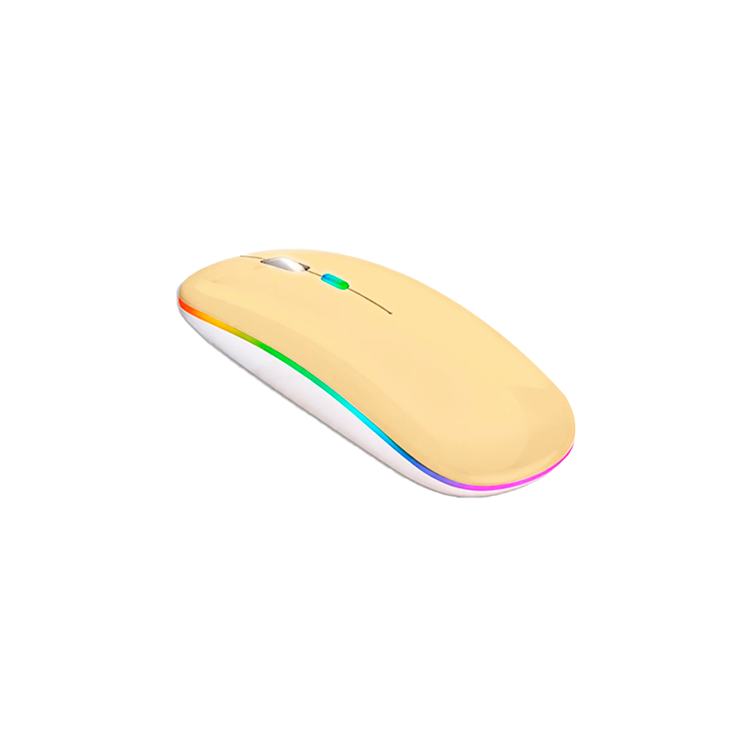 MOUSE INALÁMBRICO RGBM-02 BLUETOOTH 2.4G RGB 1200 DPI AMARILLO PASTEL - 5