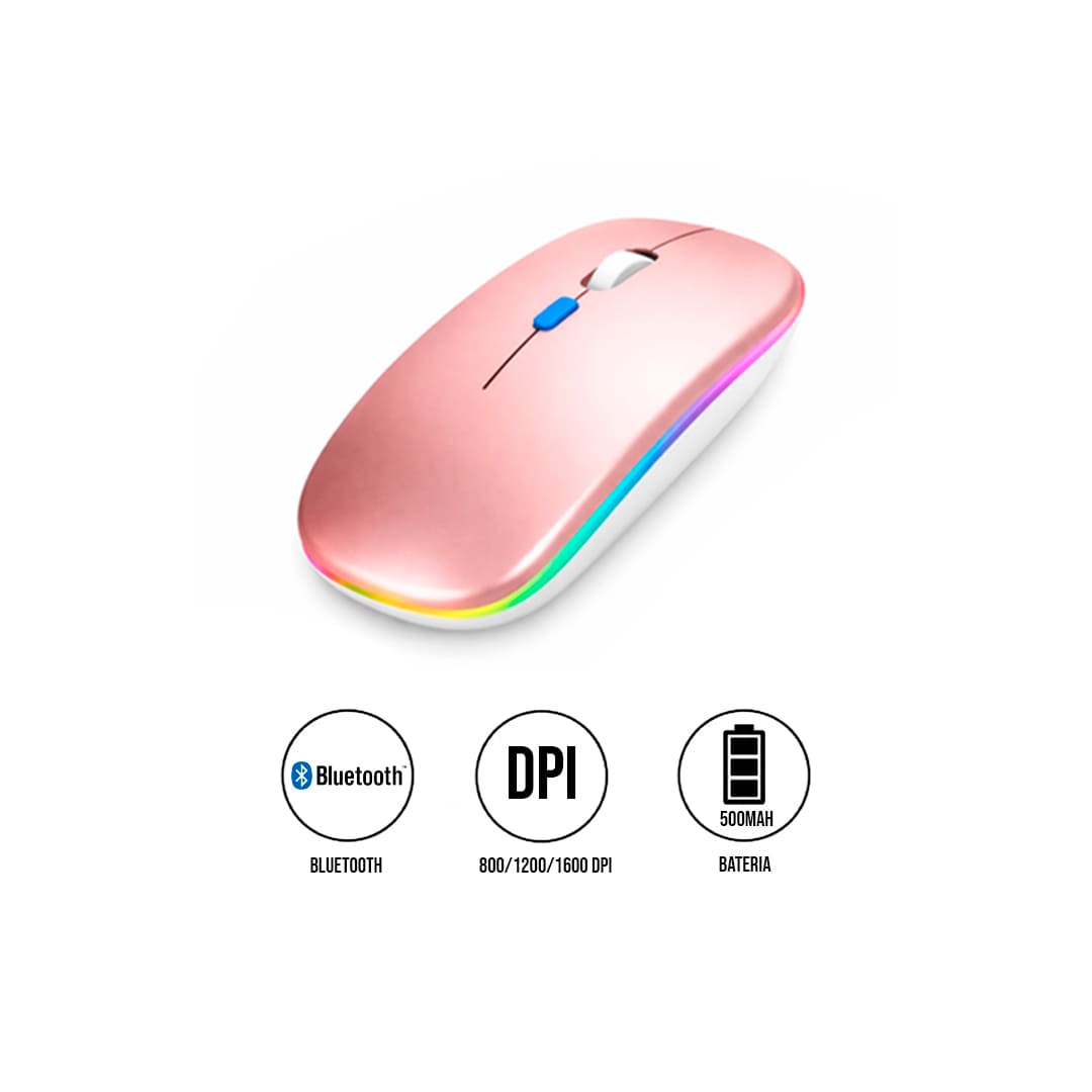 MOUSE INALÁMBRICO RGBM-02 BLUETOOTH 2.4G RGB 1200 DPI ROSADO - 1