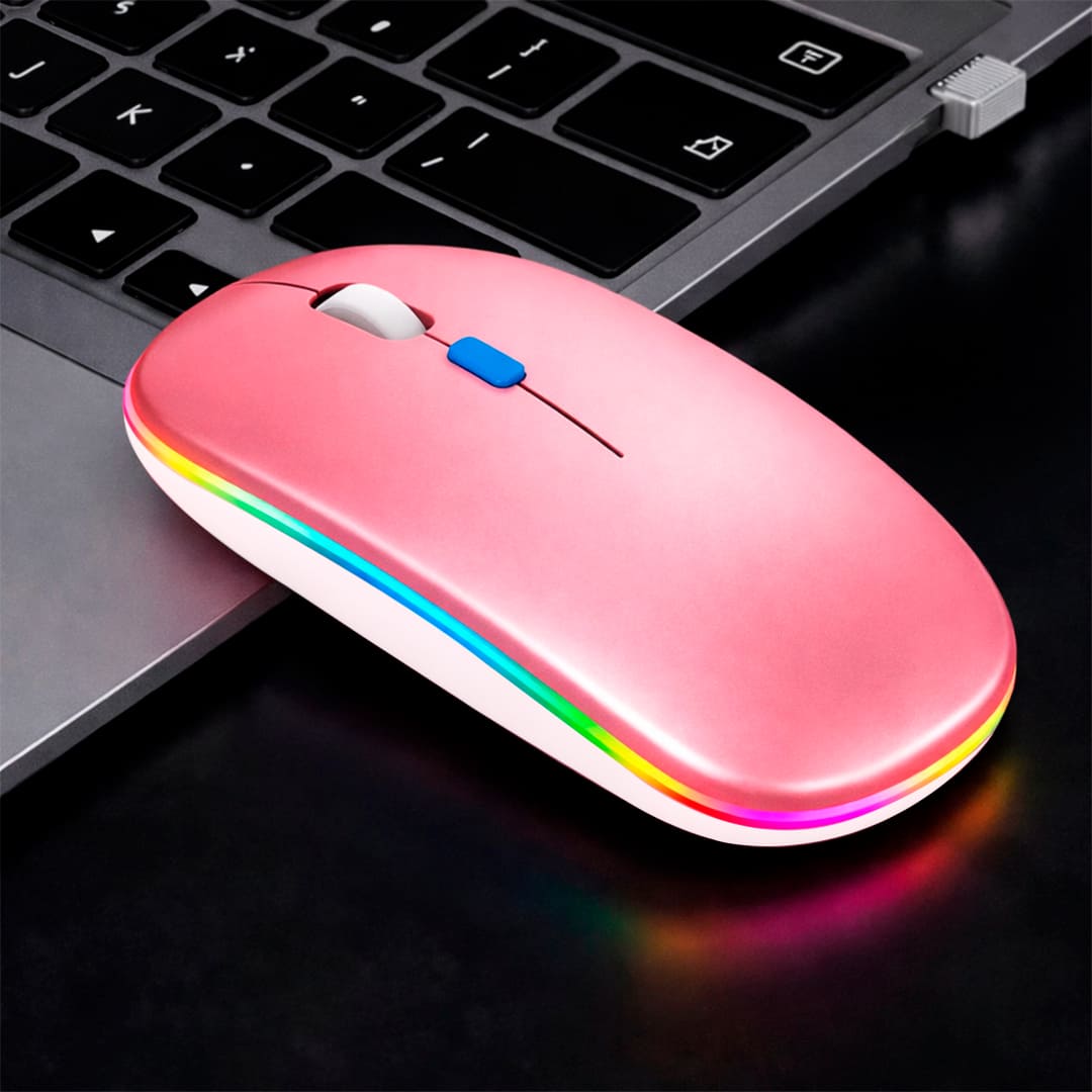 MOUSE INALÁMBRICO RGBM-02 BLUETOOTH 2.4G RGB 1200 DPI ROSADO - 3