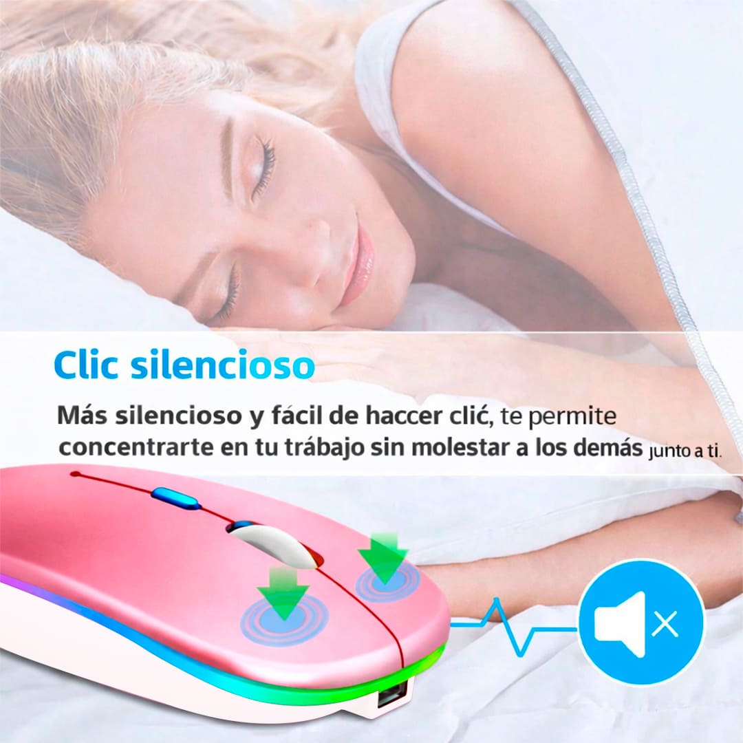 MOUSE INALÁMBRICO RGBM-02 BLUETOOTH 2.4G RGB 1200 DPI ROSADO - 6