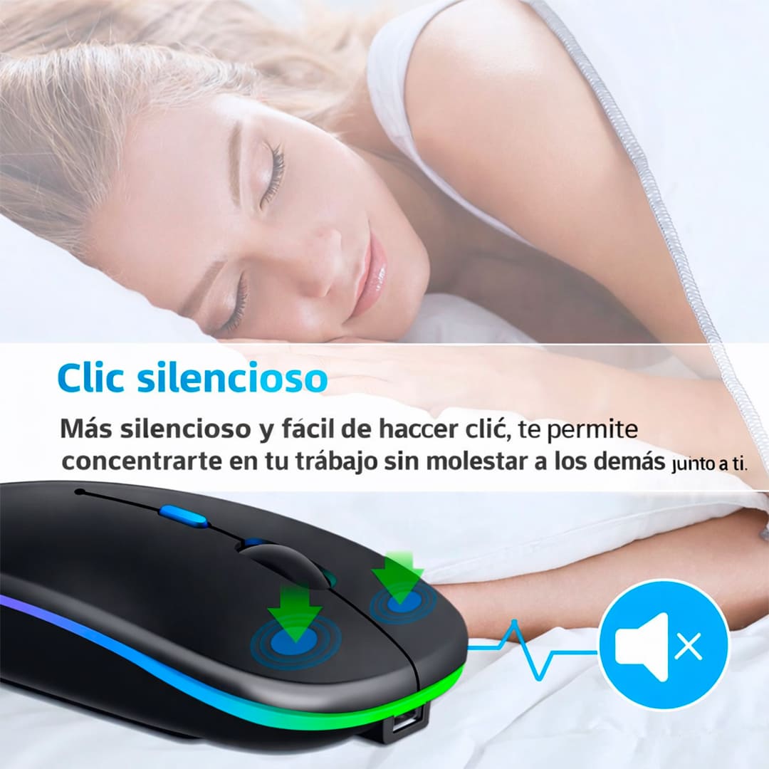 MOUSE INALÁMBRICO RGBM-02 BLUETOOTH 2.4G RGB 1200 DPI NEGRO - 6