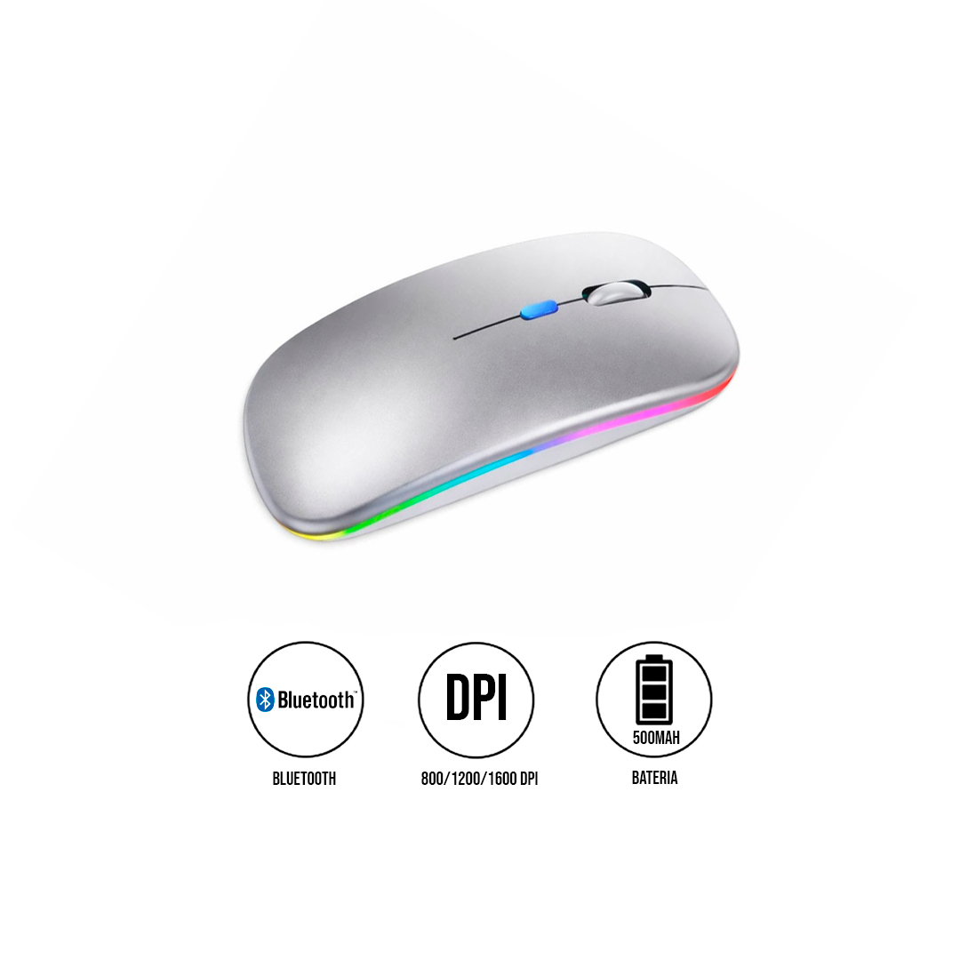 MOUSE INALÁMBRICO RGBM-02 BLUETOOTH 2.4G RGB 1200 DPI SILVER - 2