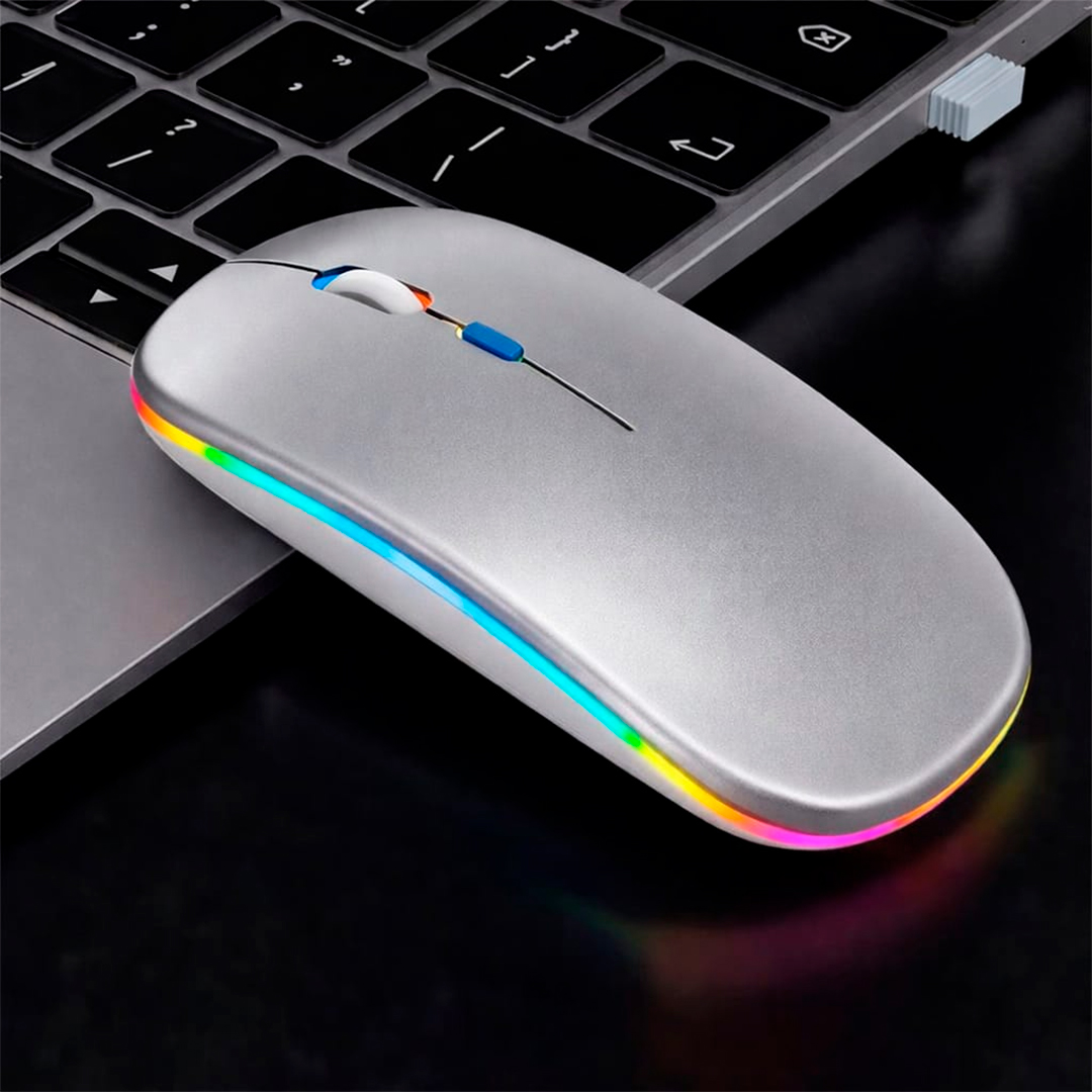 MOUSE INALÁMBRICO RGBM-02 BLUETOOTH 2.4G RGB 1200 DPI SILVER - 3