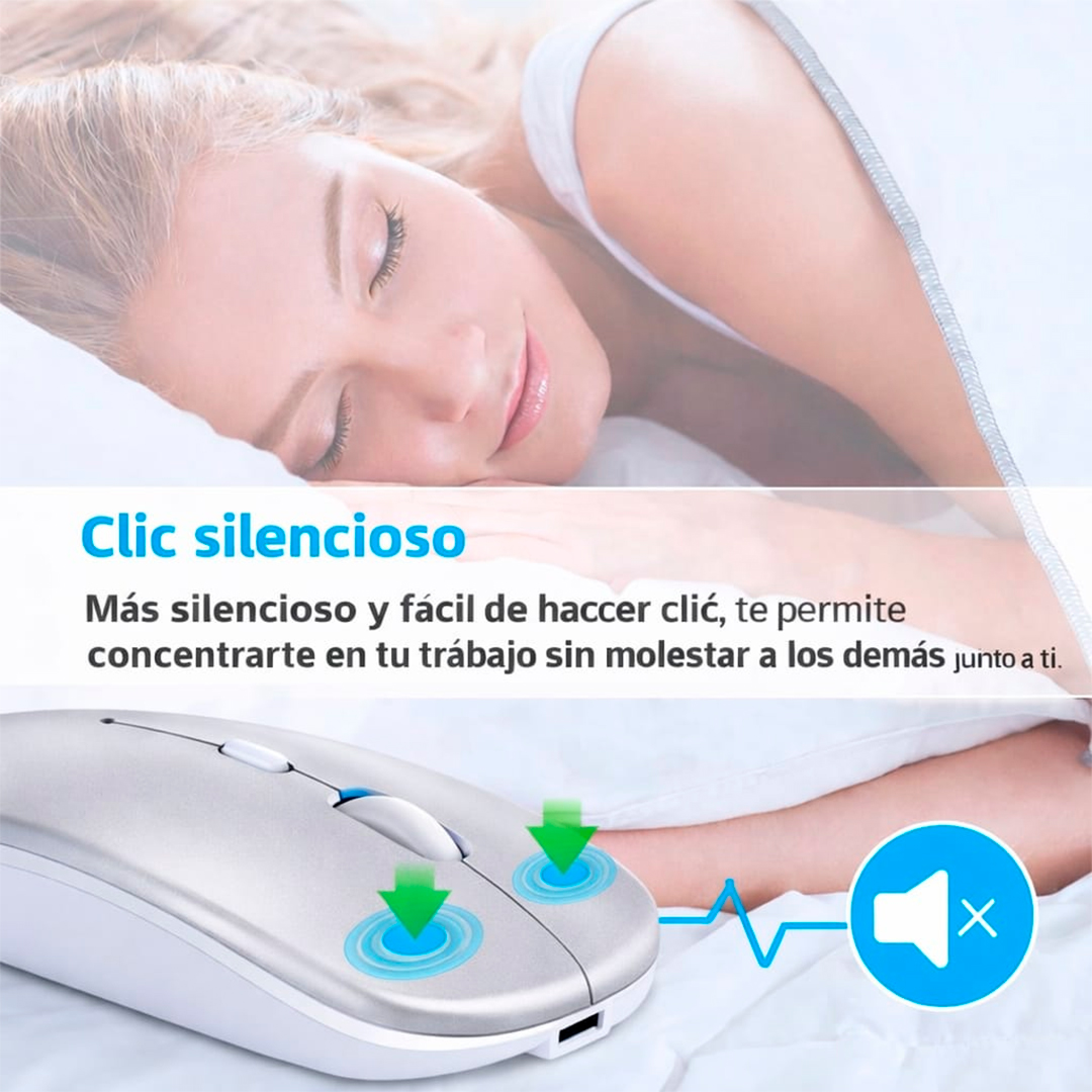 MOUSE INALÁMBRICO RGBM-02 BLUETOOTH 2.4G RGB 1200 DPI SILVER - 6
