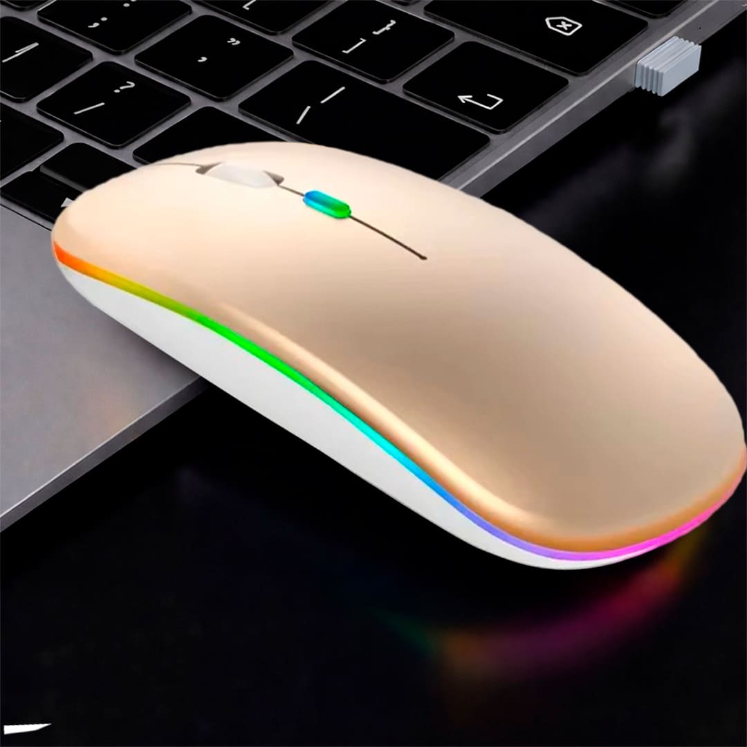 MOUSE INALÁMBRICO RGBM-02 BLUETOOTH 2.4G RGB 1200 DPI DORADO - 3