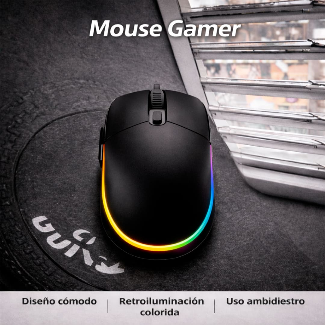 MOUSE GAMER RGBM-03 RGB USB 3200 DPI NEGRO - 5