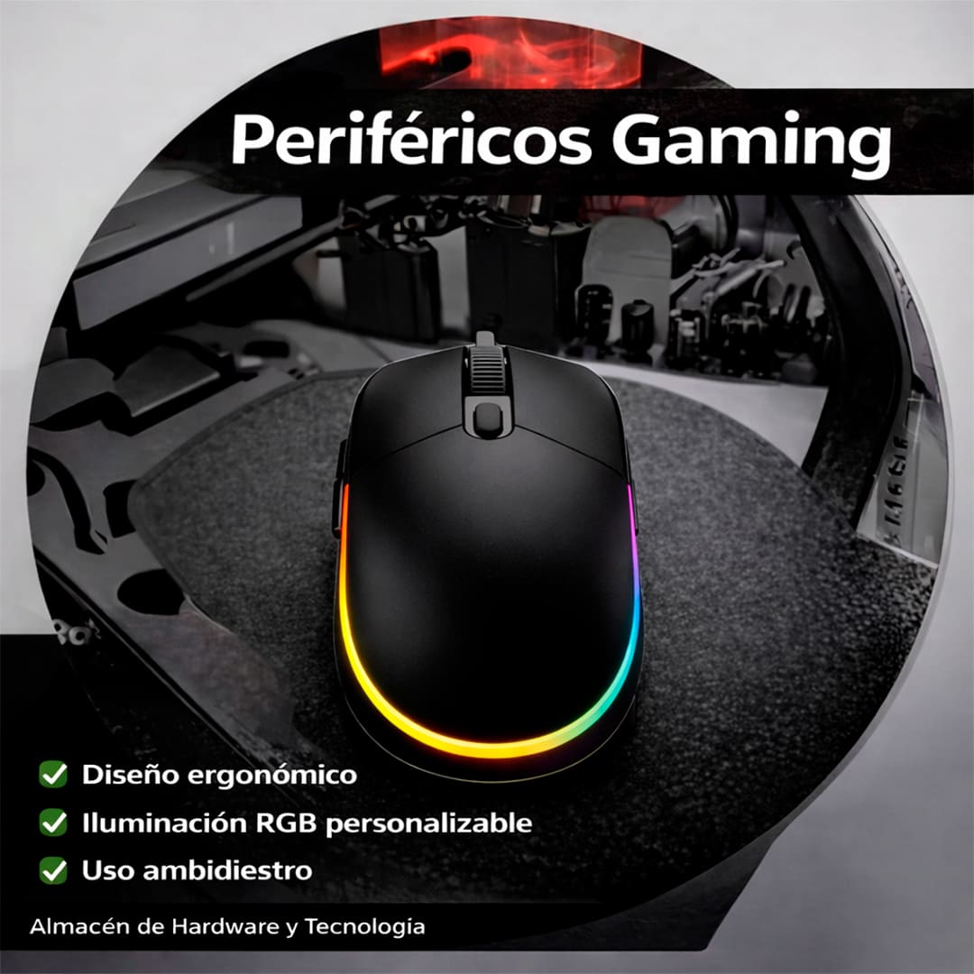 MOUSE GAMER RGBM-03 RGB USB 3200 DPI NEGRO - 6