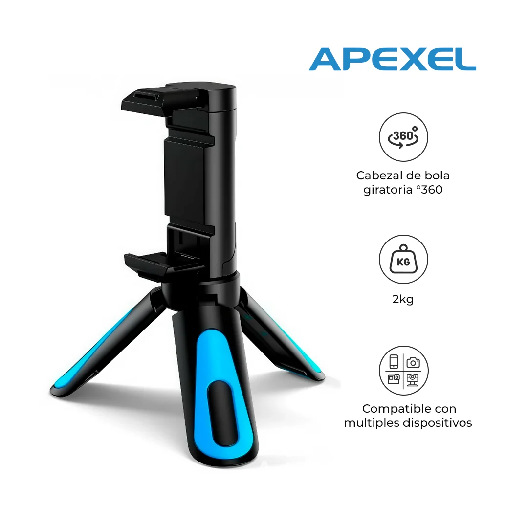 APEXEL APL-JJ08 MINI TRÍPODE FLEXIBLE PORTÁTIL NEGRO AZUL - 1