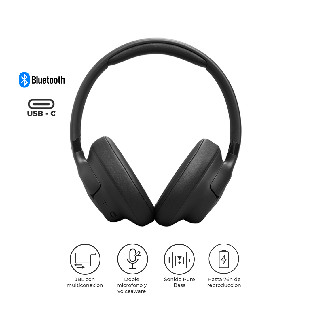JBL AUDÍFONOS TUNE 730BT BLUETOOTH 6.0 76H PURE BASS NEGRO - 1