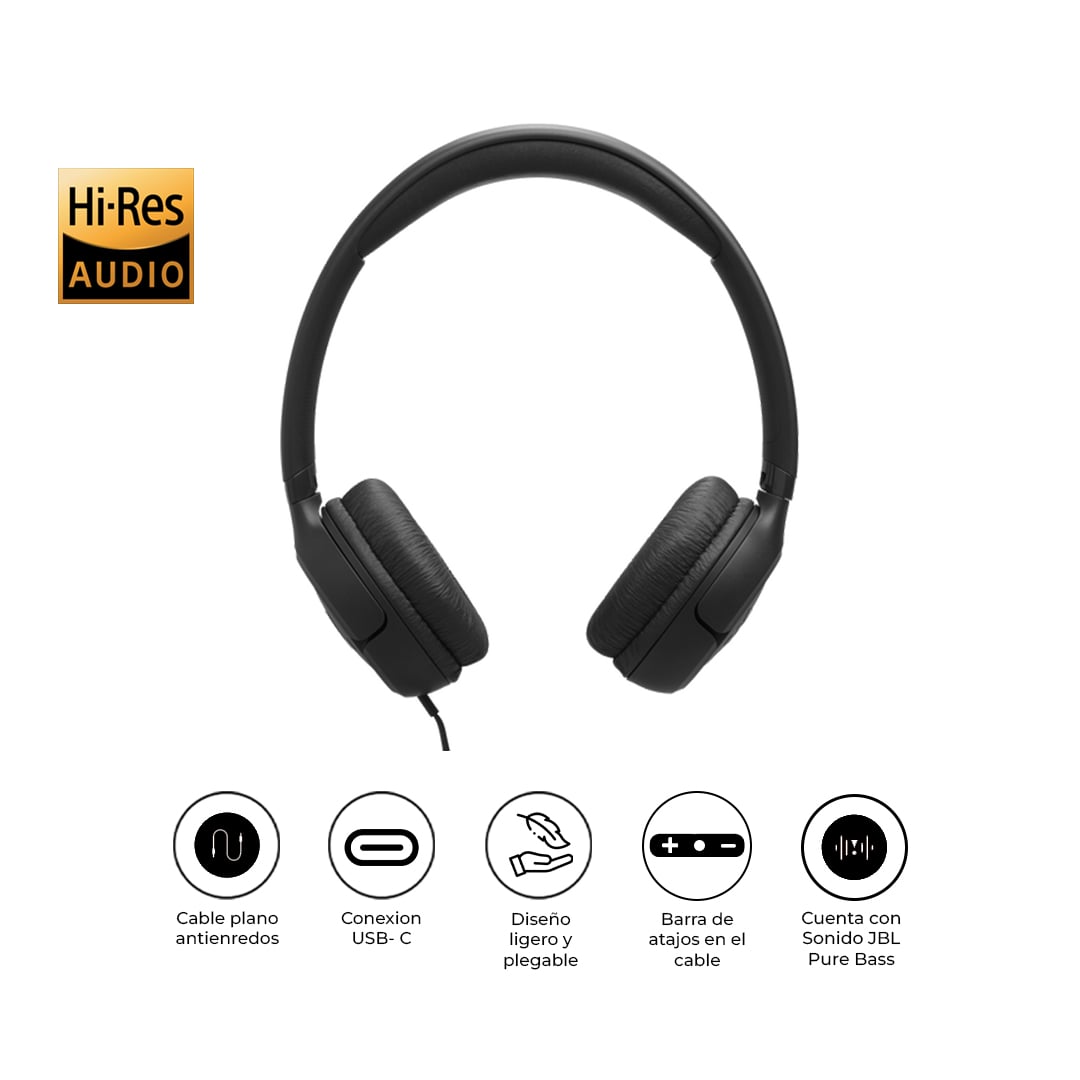 JBL AUDÍFONOS TUNE 530C USB-C ON-EAR PURE BASS NEGRO - 1