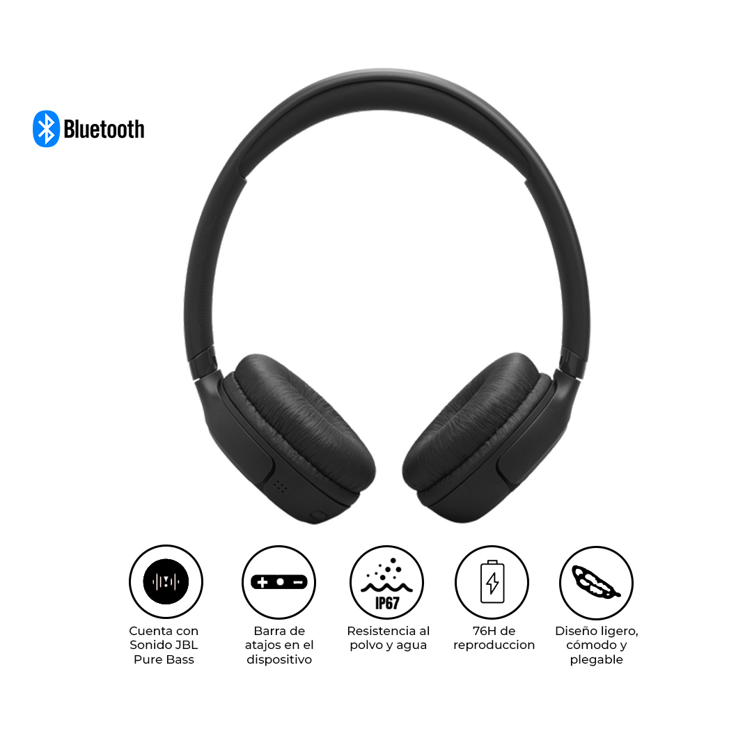 JBL AUDÍFONOS TUNE 530BT BLUETOOTH 6.0 76H PURE BASS NEGRO - 1