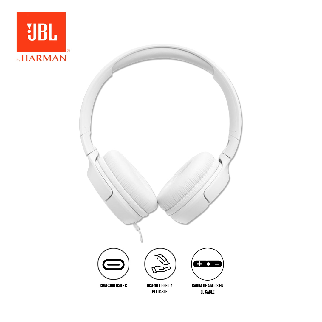 JBL AUDÍFONOS TUNE 520C USB-C ON-EAR PURE BASS BLANCO - 1