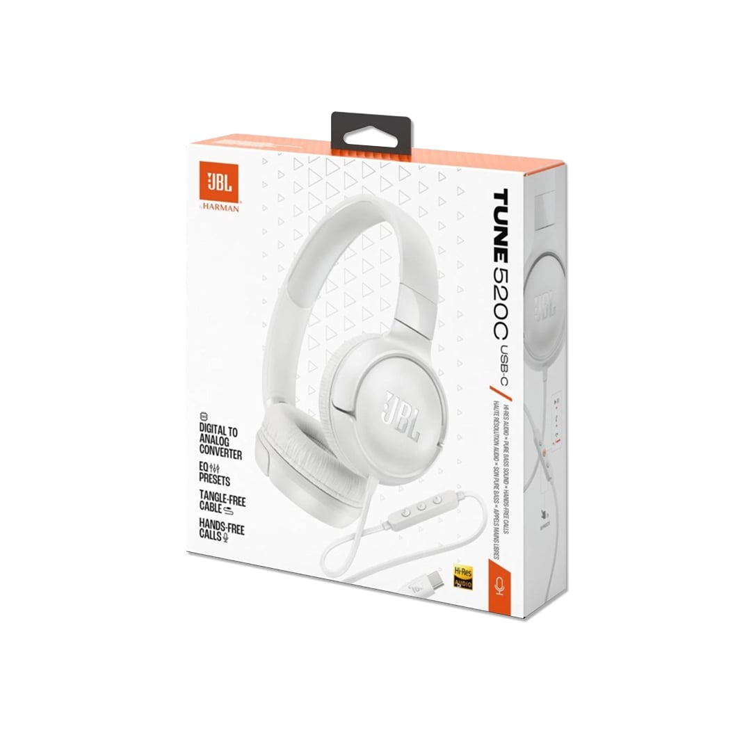 JBL AUDÍFONOS TUNE 520C USB-C ON-EAR PURE BASS BLANCO - 2