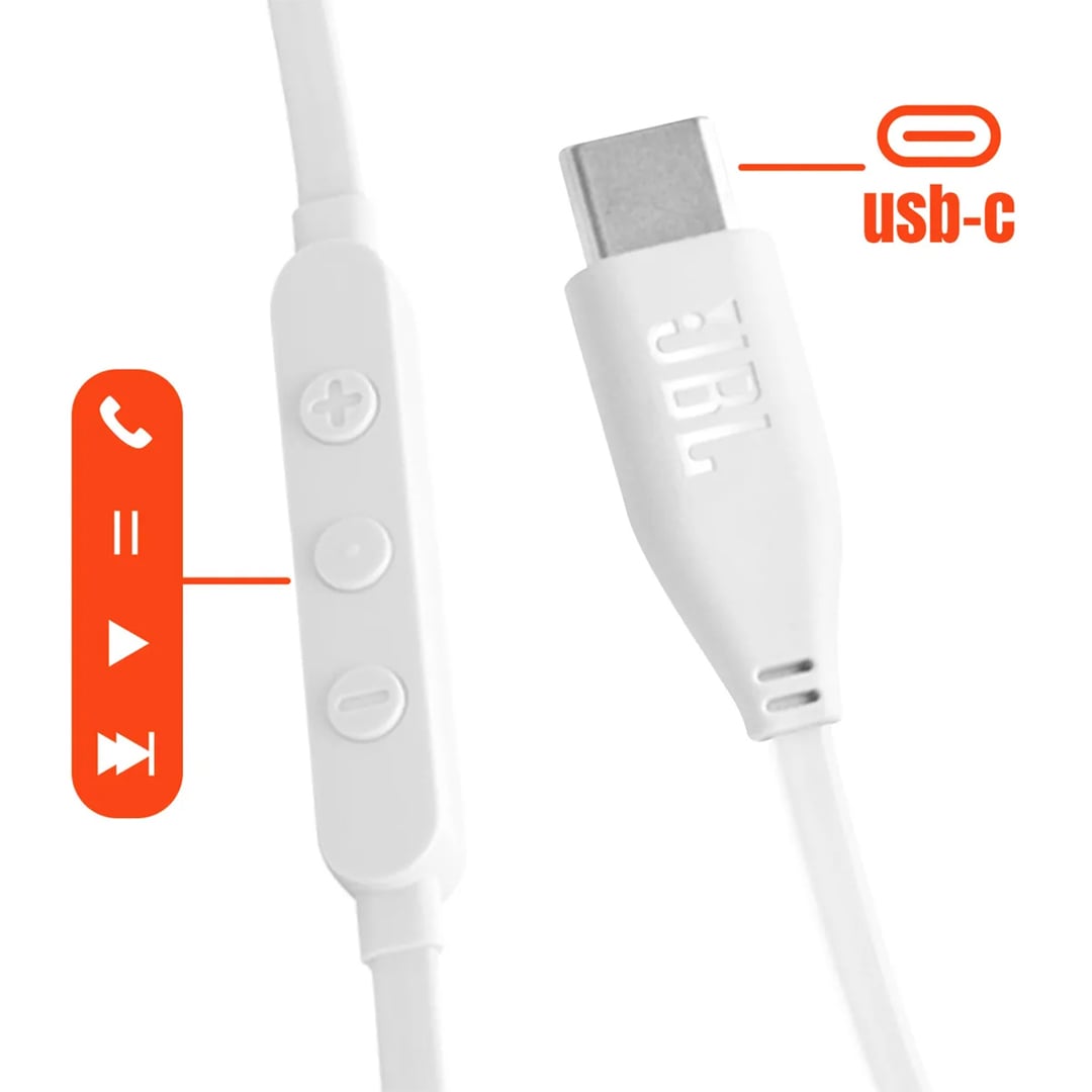 JBL AUDÍFONOS TUNE 520C USB-C ON-EAR PURE BASS BLANCO - 5